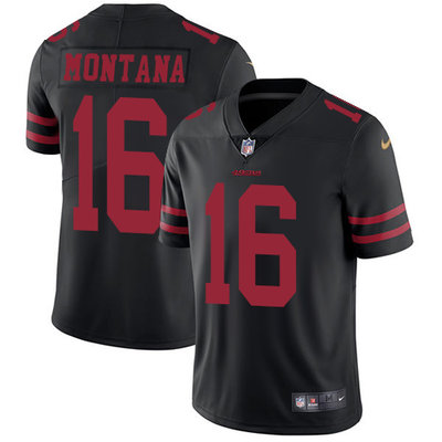 Youth NFL San Francisco 49ers #16 Joe Montana Black Vapor Untouchable Limited Stitched Jersey